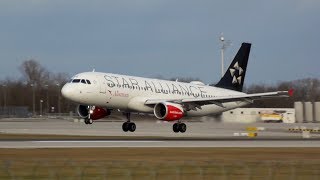 Stormy Landings at Munich Airport incl Boeing 747 [upl. by Ecidnacal]