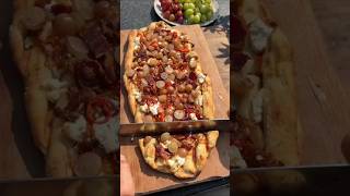 Savory Grilled Flatbread with Grapes Crispy Beef Bacon Goat Cheese amp Caramelized Onions [upl. by Jacquenetta]