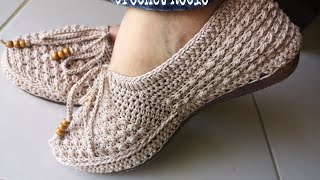 ZAPATOS TEJIDOS A CROCHET con medio pilar doble combinado Has de tú hobby un EMPRENDIMIENTO 61💓 [upl. by Painter]