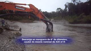 Equipo de dragado Dragflow instalado en retro excavadora para minería aluvial [upl. by Wilcox563]