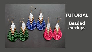 Seed bead earrings tutorial for beginners brick stitch and beaded fringependants diy earrings [upl. by Ramad44]