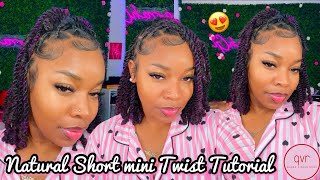 NATURAL SHORT MINI TWIST TUTORIAL BEGINNER FRIENDLY   KINKY OMBRÉ BULK HAIR FT QVR HAIR [upl. by Ellennod]