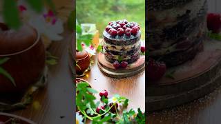 Black Forest Cake 🍒 cake blackforestcake cakerecipe cherry summer summerrecipes fruitcake [upl. by Harday]