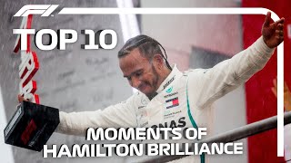 Top 10 Moments of Lewis Hamilton Brilliance [upl. by Alaehs]