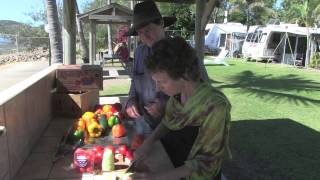 RV Cooking Show Australia Farmer Carl Visits BIG4 Bowen Coral Coast Beachfront Holiday Park [upl. by Kletter464]