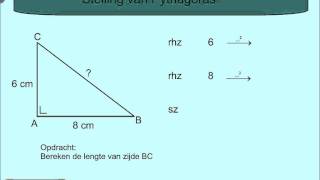 Stelling van Pythagoras voorbeeld 1 [upl. by Vinni]