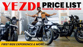 2022 All Yezdi Bike On Road Price List🔥 Scrambler Roadking amp Adventure 💥 Walkaround Detailed Review [upl. by Devehcoy]