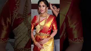 pattu saree with simple maggam work blouse designs please subscribe [upl. by Aislehc]