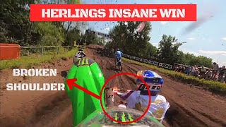 Herlings CRAZY WIN with BROKEN SHOULDER 🤯🚀 [upl. by Acirem660]