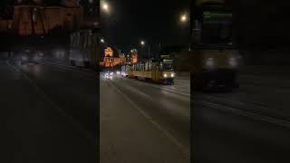 Tramway to Ratuszowa line 20 passing in Aleja Solidarności Warsaw [upl. by Arammat]