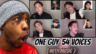 Famous Singer Impressions ONE GUY 54 VOICES With Music REACTION [upl. by Leuqim]