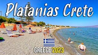 Platanias Crete Chania walking tour 4k Kreta Greece 2023 [upl. by Wat905]