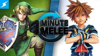 One Minute Melee  Link Vs Sora Zelda vs Kingdom Hearts 60fps [upl. by Lorry861]