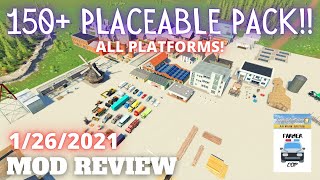 150 PLACEABLE PACK  Mod Review for 1262021  Farming Simulator 19 [upl. by Sema]