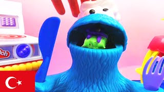 Play Doh Kurabiye Canavarı Cookie Monster yemek yapımı izle 2Bölüm  Play Doh Kremalı Pastacım Seti [upl. by Anivram]