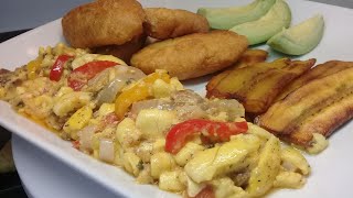 How to make Jamaican Red Herring and Ackee using Canned Ackee  Fried Dumplings [upl. by Rimahs]