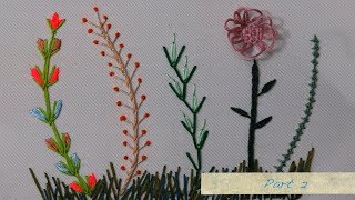 Hand Embroidery Designs I Stem amp Branches Stitches for Hand Embroidery beginners I Part 2 [upl. by Nnylaj]