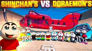 Lambhorgini Mega Ramp Challenge With Colourful Shinchans VS Colourful Doraemons😱 Full Fun🤣 [upl. by Alboran]