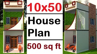 10x50 House Plan  10 by 50 Ghar Ka Naksha  500 sq ft Home Design  Makan 1050 [upl. by Sivle407]