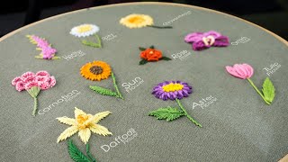 10 Gorgeous Flower Ideas Hand Embroidery Art with Simple Stitches [upl. by Newsom]