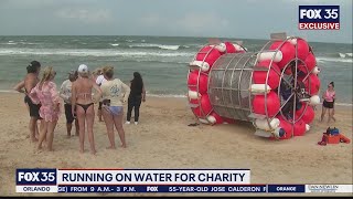 Man running on water inside bubble for charity washes up on Florida beach [upl. by Noiroc]