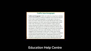 traffic jam paragraph Education Help Centre paragraph [upl. by Aryek]