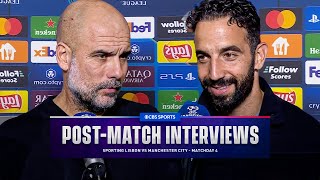 Amorim amp Guardiola speak as new Manchester rival is born  Sporting vs Man City  CBS Sports [upl. by Sixele]