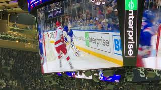 Andrei Svechnikov trips Igor Shesterkin behind the net and the teams scuffle  Rangers vs Hurricanes [upl. by Haronid447]