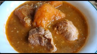 CHÍCHAROS CON CARNE DE PUERCO Y CALABAZA FÁCIL RÁPIDO SABROSO [upl. by Aveneg]