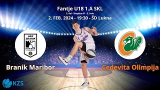 AKK Branik U18  Cedevita Olimpija U18  1A SKL 2del  5 kolo  Sezona 20232024 [upl. by Lovash30]