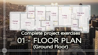 Autocad  Complete tutorial for beginners  floor plan ground floor [upl. by Mw]