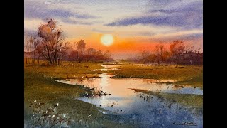 How to paint landscape in watercolor painting demo by javid tabatabaei [upl. by Toma]