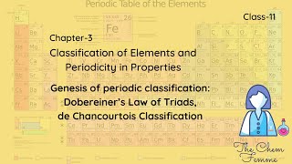 Dobereiner’s Law of Triads and de Chancourtois Classification Genesis of periodic classification [upl. by Adriena]