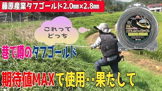 藤原産業タフゴールド20㎜×28㎜初めて使って草刈りです。評判がいい様な感じでしたんで期待値MAXで使いました。 [upl. by Stevie]