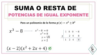 CASOS DE FACTOREO  Suma o Resta de Potencias de igual exponentes  exponente impar [upl. by Joannes910]