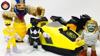 Imaginext Power Rangers Mastadon Battle Bike With Black Ranger amp Yellow Ranger  Unboxing Toy Video [upl. by Persas]