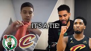 JAYSON TATUM TEACHES HOW TO TIE A SHOE BEFORE THE CELTICS AND CAVS NBA PLAYOFFS MATCH [upl. by Akym]