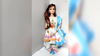 No sew no glue barbie salwar with Hand kerchief  doll diy dress [upl. by Federico180]