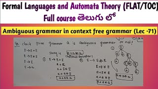 ambiguous grammar in context free grammar  check whether given CFG is ambiguous or not [upl. by Ssilem241]