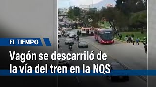 Un vehículo férreo se descarriló de la vía del tren en la avenida NQS  El Tiempo [upl. by Toile]