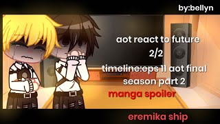 ᕦ aot react to future ᕤpart 2finaleremika ship manga spoiler [upl. by Ellehctim]