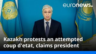 Kazakh protests an attempted coup detat claims president [upl. by Derril]