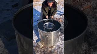 Unique process of making ice pots in Mongolia shortsvideo [upl. by Ahsircal]