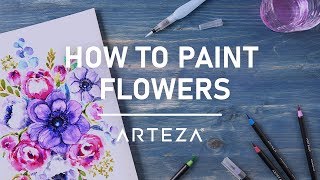 How To Paint Flowers with Real Brush Pens  StepbyStep Guide [upl. by Bar502]