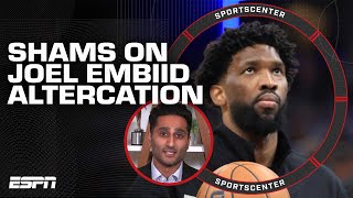 Joel Embiid shoves columnist in locker room after 76ers loss per Shams Charania  SportsCenter [upl. by Oidualc]