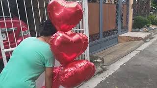 Color Red Heart Shaped Helium Balloons ideliver ni Lalamove sa Mandaluyong City [upl. by Iruj176]