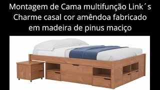 Cama multifunção Link´s Charme casal cor amêndoa fabricado em madeira de pinus maciço [upl. by Herald]