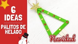 🎄 Manualidades navideñas con palitos de helado muy fáciles 6 ideas [upl. by Hamimej700]