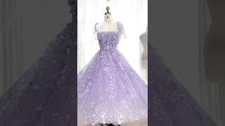 Custom order— corset 3D floral lavender midi dress prom fashion hautecouture wedding dress [upl. by Airretal]