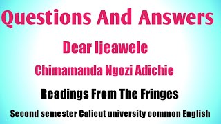 Questions And Answers Of Dear ijeawele by chimamanda Ngozi Adichie Readings From The Fringes [upl. by Enram]